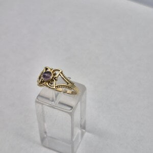 Amethyst Crystal Brass Adjustable Ring