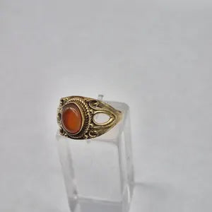 Carnelian Crystal Adjustable Brass Ring for Women