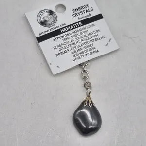 Polished Hematite Keychain – Shiny Black Crystal Gemstone Accessory