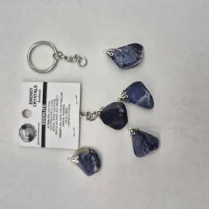 Polished Sodalite Keychain – Blue Crystal Gemstone Accessory