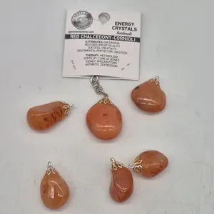 Polished Carnelian Keychain – Orange Red Crystal Gemstone Accessory