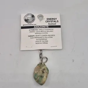 Polished Amazonite Keychain – Blue Green Crystal Gemstone Accessory
