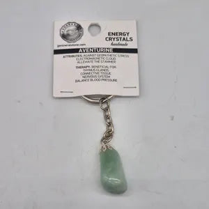 Polished Green Aventurine Keychain – Green Crystal Gemstone Accessory