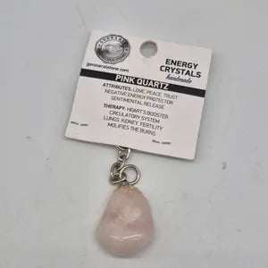 Polished Rose Quartz Keychain – Pink Crystal Gemstone Accessory