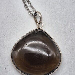 Luxury Smoked Quartz Sterling Silver 925 Pendant Cabochon Cut Healing Crystal Accessories Zodiac Mineral Stone