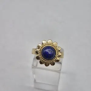 Lapis Lapis Crystal Brass Adjustable Ring for Women