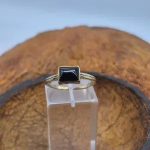 Schwarzer Obsidian-Kristall-Messingring