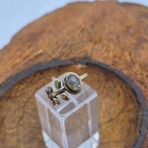 Labradorite Crystal Brass Ring