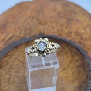 Clear Quartz Ring – Adjustable Brass Crystal Ring for Women