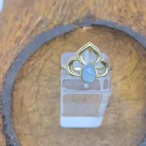 Blue Calcite Ring – Adjustable Brass Blue Gemstone Ring for Women