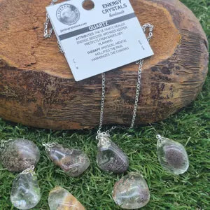 Garden Quartz Necklace – Natural Lodolite Crystal Pendant Jewelry