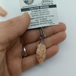 Natural Orange Calcite Crystal Keychain