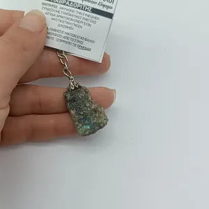 Raw Labradorite Keychain – Natural Flashy Crystal Gemstone Accessory