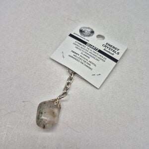 Polished Garden Quartz Keychain – Lodolite Crystal Gemstone Accessory
