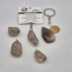 Polished Smoky Quartz Keychain – Brown Crystal Gemstone Accessory