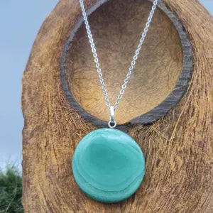 Malachite Cabochon Necklace: Unisex Healing Stone
