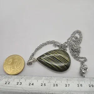 Labradorite Silver Necklace with Steel Chain