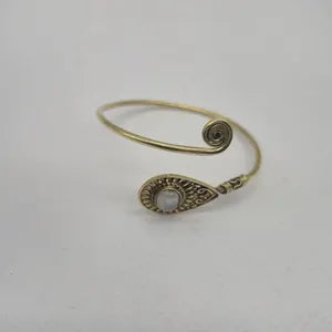 Moonstone Brass Adjustable Bracelet – Handmade Gemstone Jewelry for Women