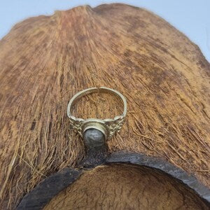 Labradorite Crystal Brass Ring