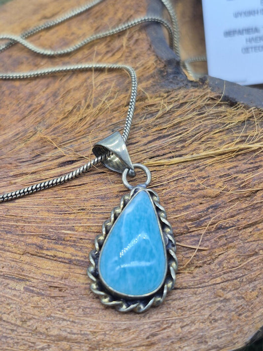 Amazonite Brass Pendant Cabochon Cut Healing Crystal