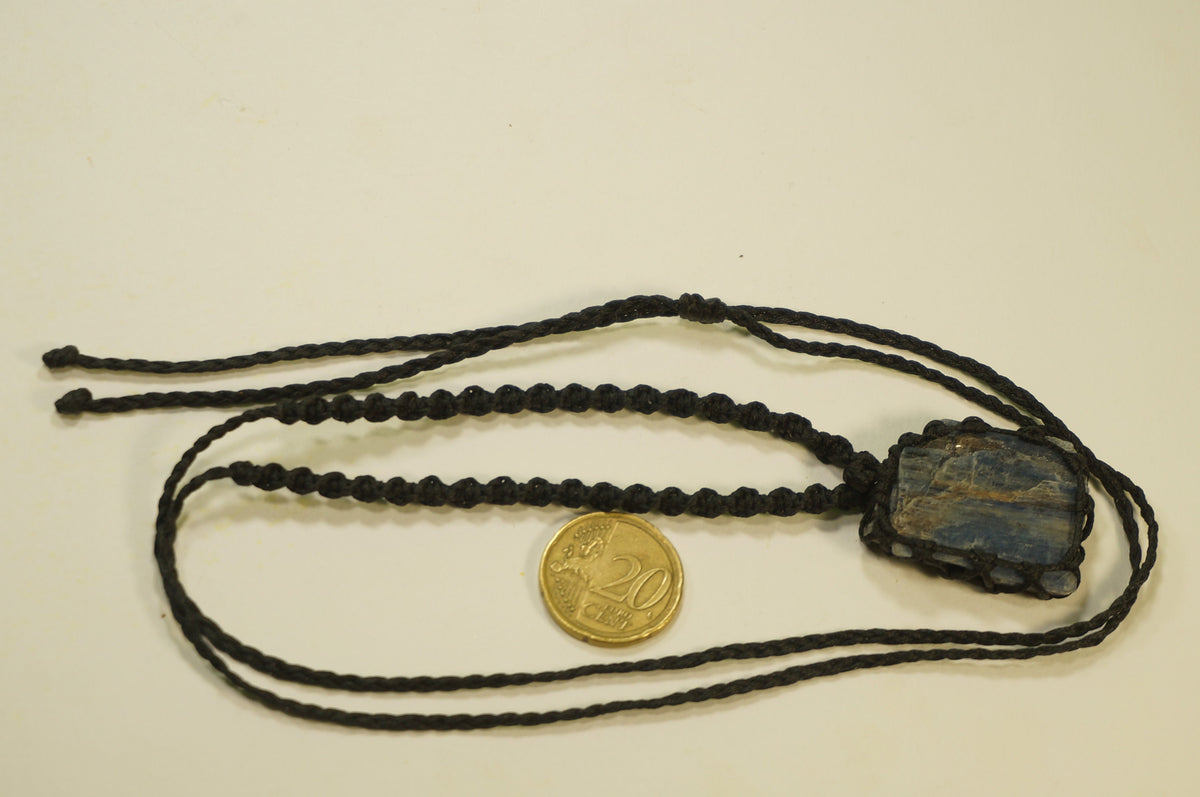 Rough Blue Kyanite Macrame Necklace