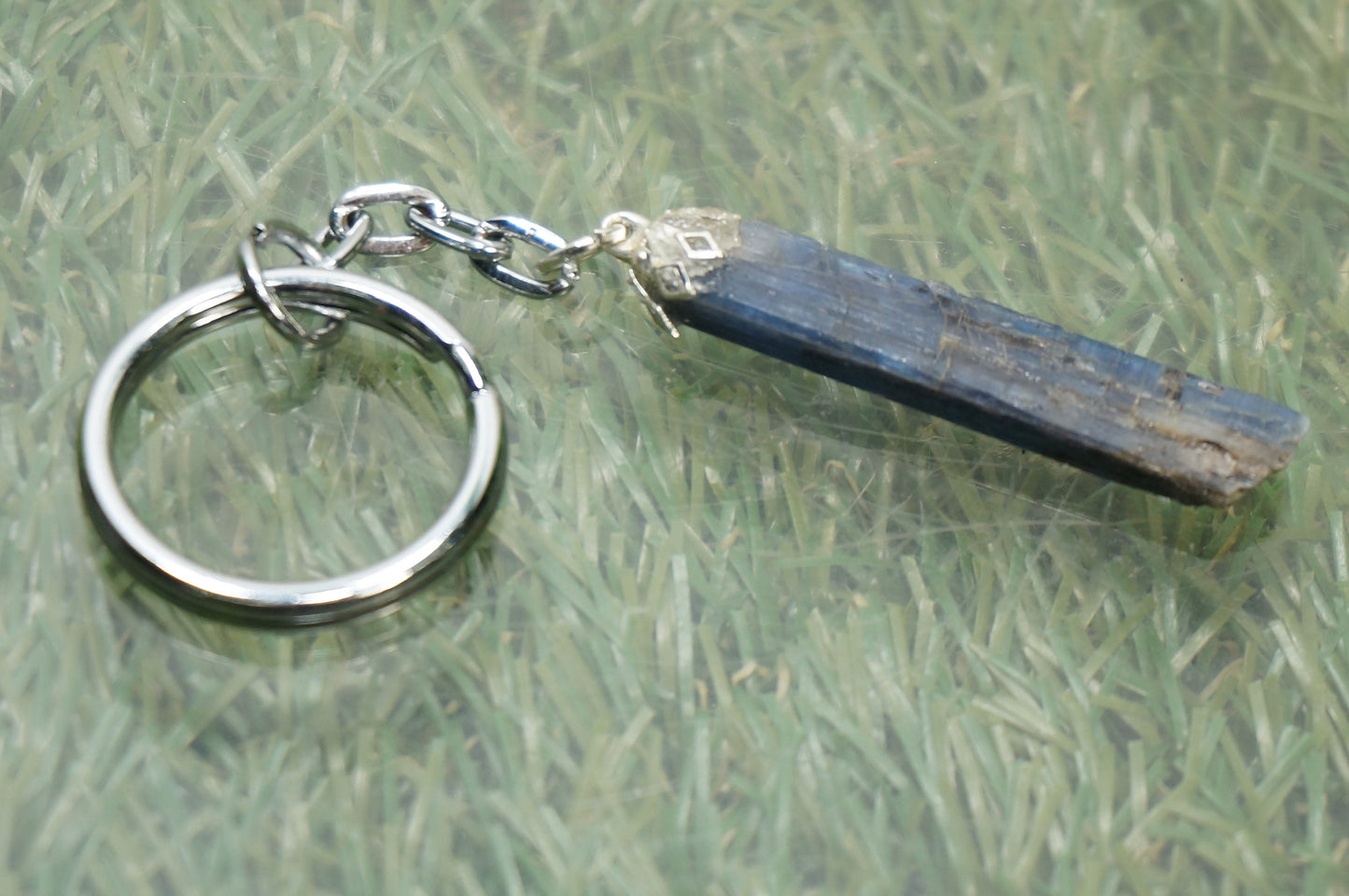 Natural Blue Kyanite Crystal Keychain