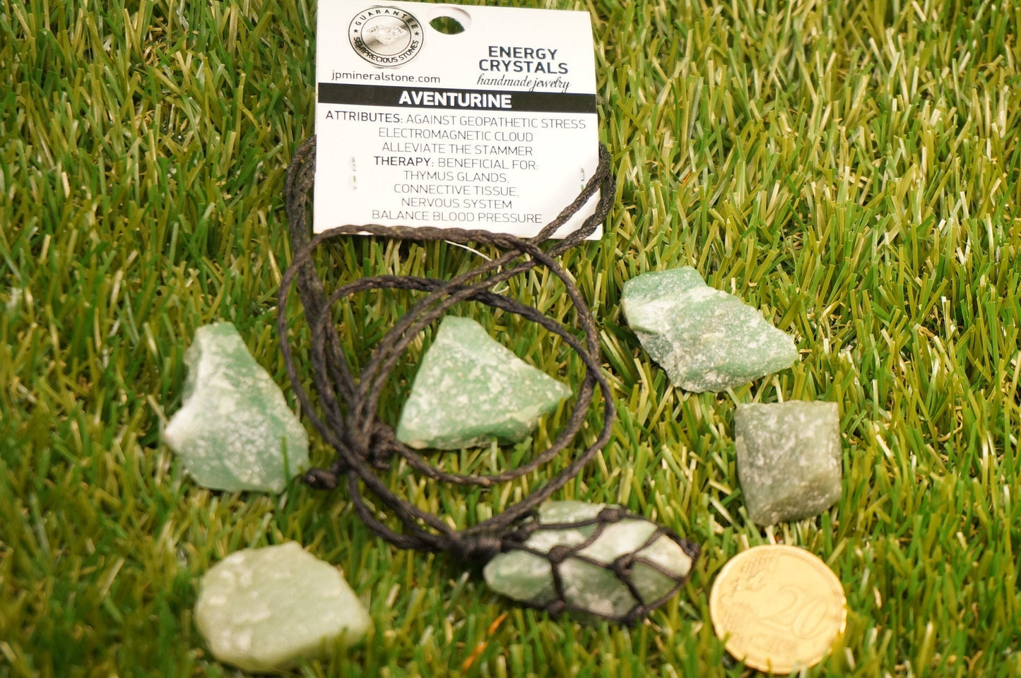 Aventurine Natural Crystal Macrame Wrapped Necklace