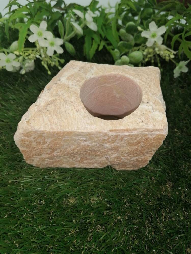 Brown Jasper Candle Holder - Crystal Decor- Metaphysical - Chakra Crystals