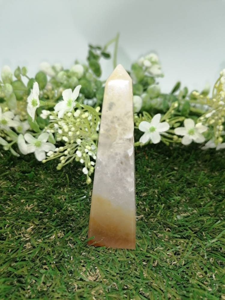 Natural Agate Tower Point Crystal: Healing Reiki Energy Stone