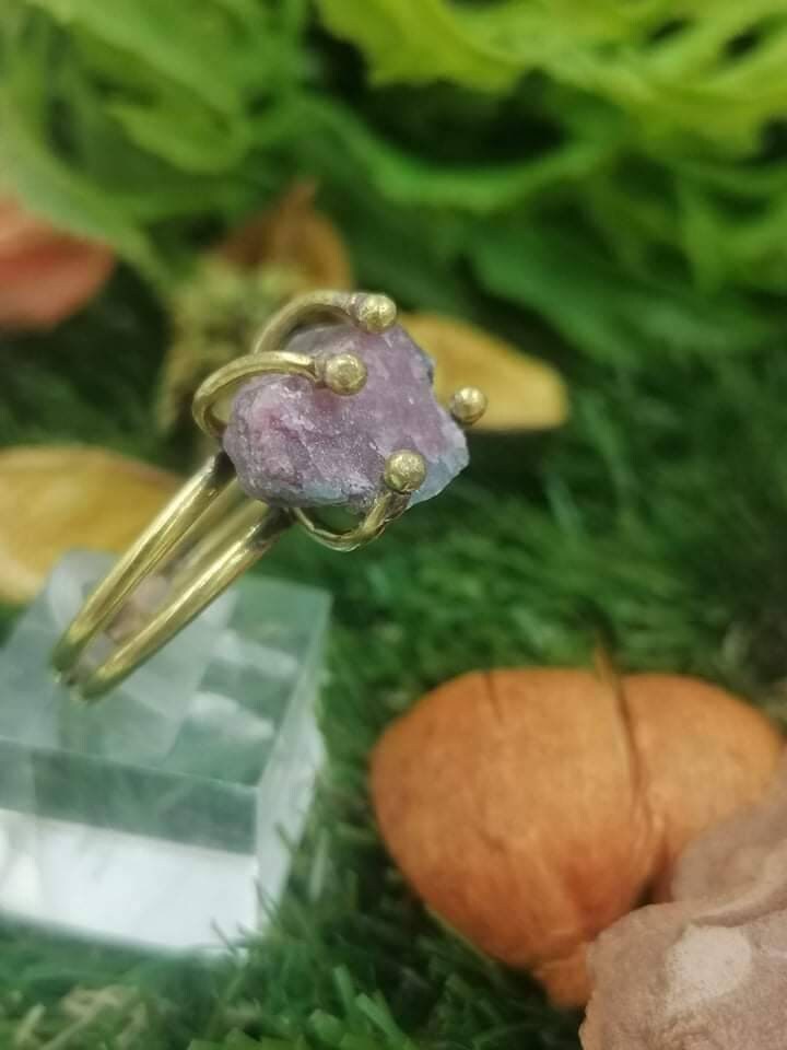 Pink turmaline Crystal Healing Ring - Master Healer, Chakra Alignment, Aura Protection, Amplifier