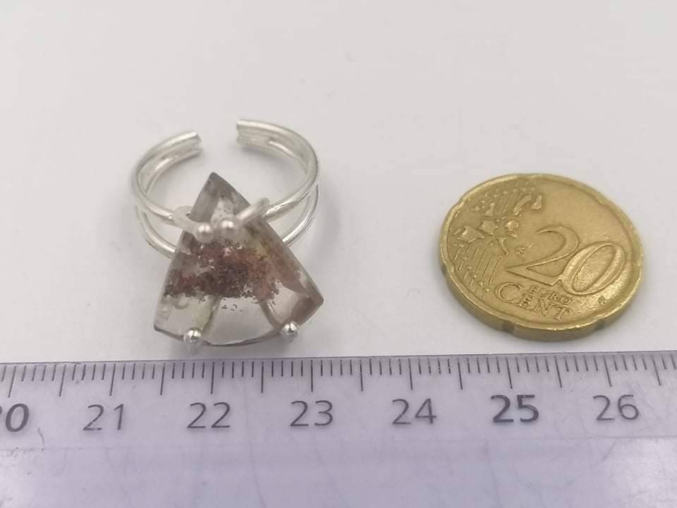 Hand-made Brass Ring Qyartz garden oxidation of hematite faceted cut sterling silver 925 Crystal Gift Healing Crystal- Healer, Chakra