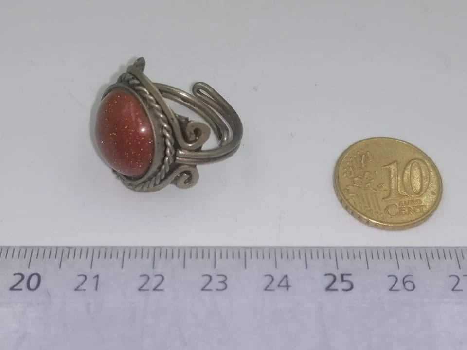 Sunstone Cabochon Ring: Adjustable Crystal Healing Jewelry