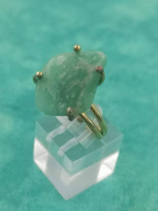 Amazonite Rough Crystal Healing Ring - Master Healer, Chakra Alignment, Aura Protection, Amplifier