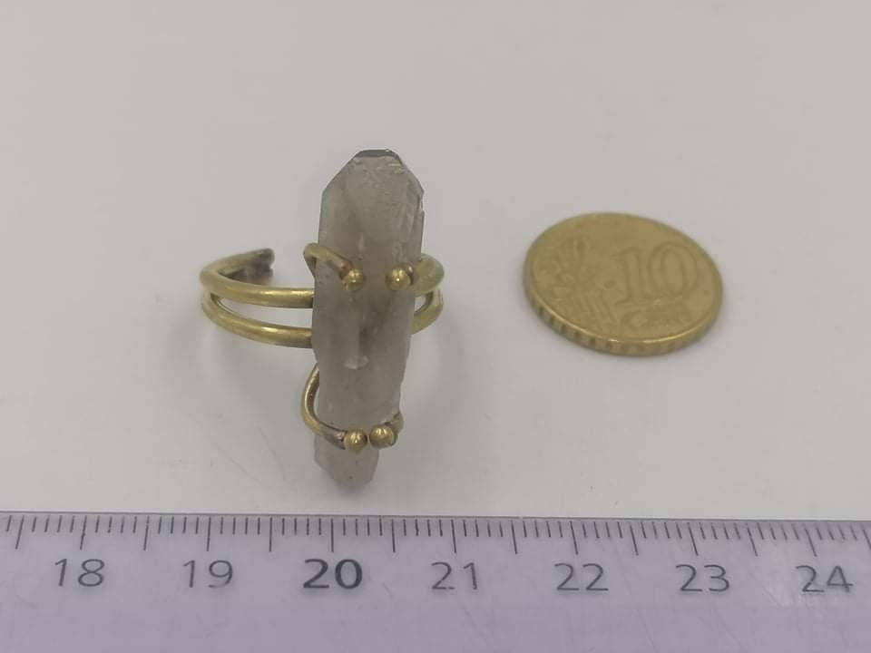 Smoky Quartz Crystal Ring Handmade