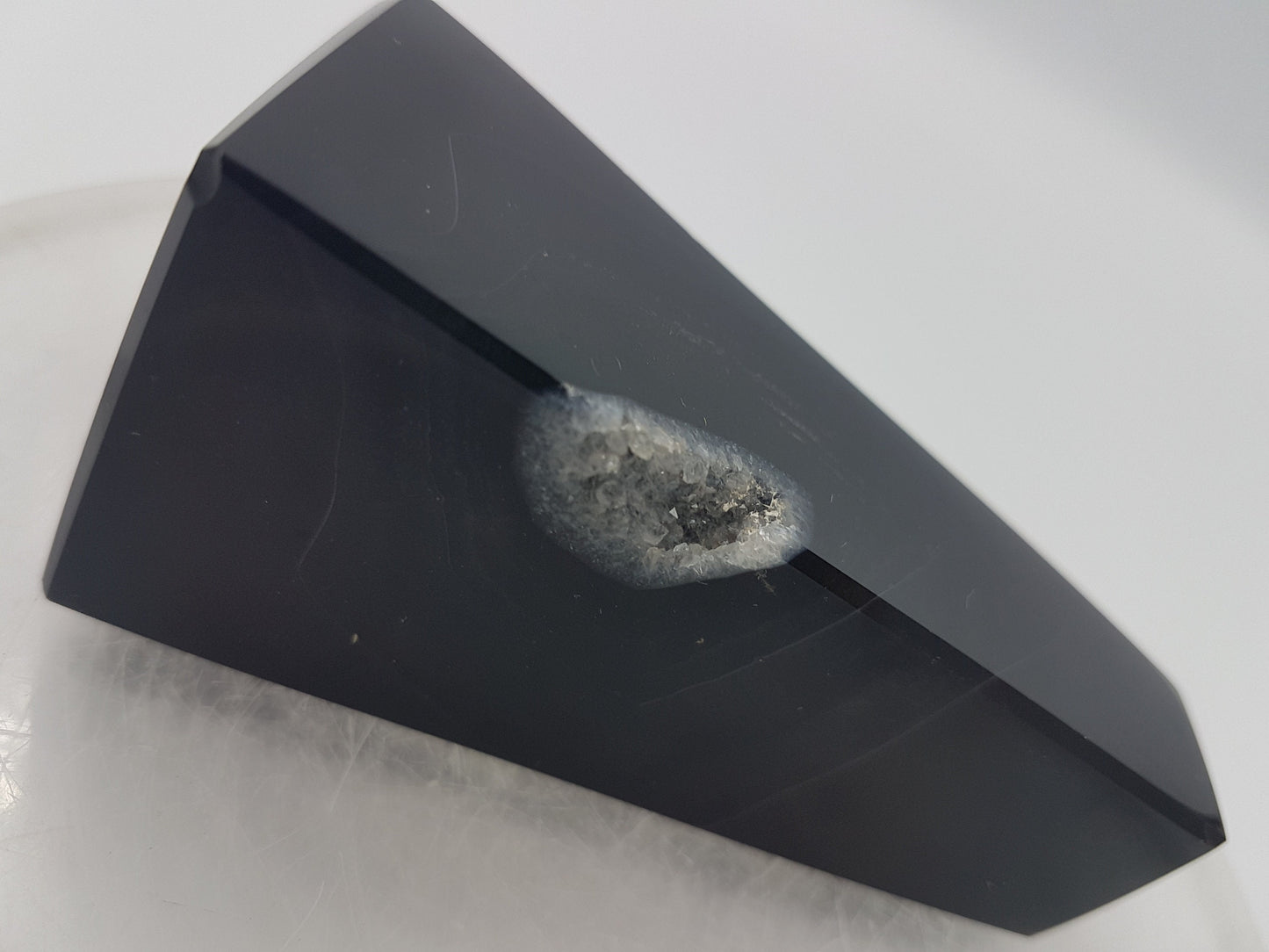 Black Tower Agate with Crystal Quartz - HEALING - UNIQUE - DECOR