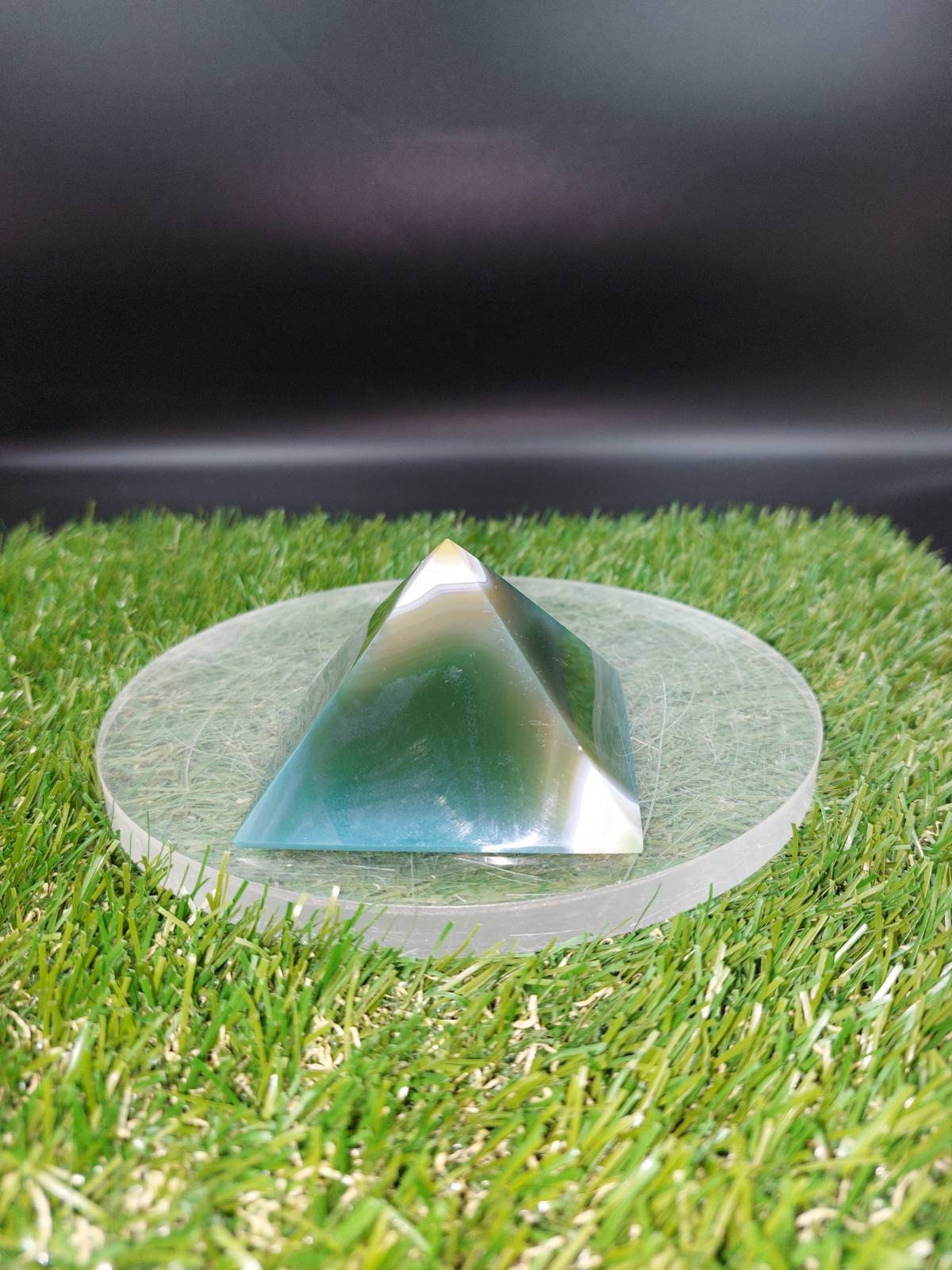 Natural Green Agate Pyramid: Reiki Healing Crystal Gift