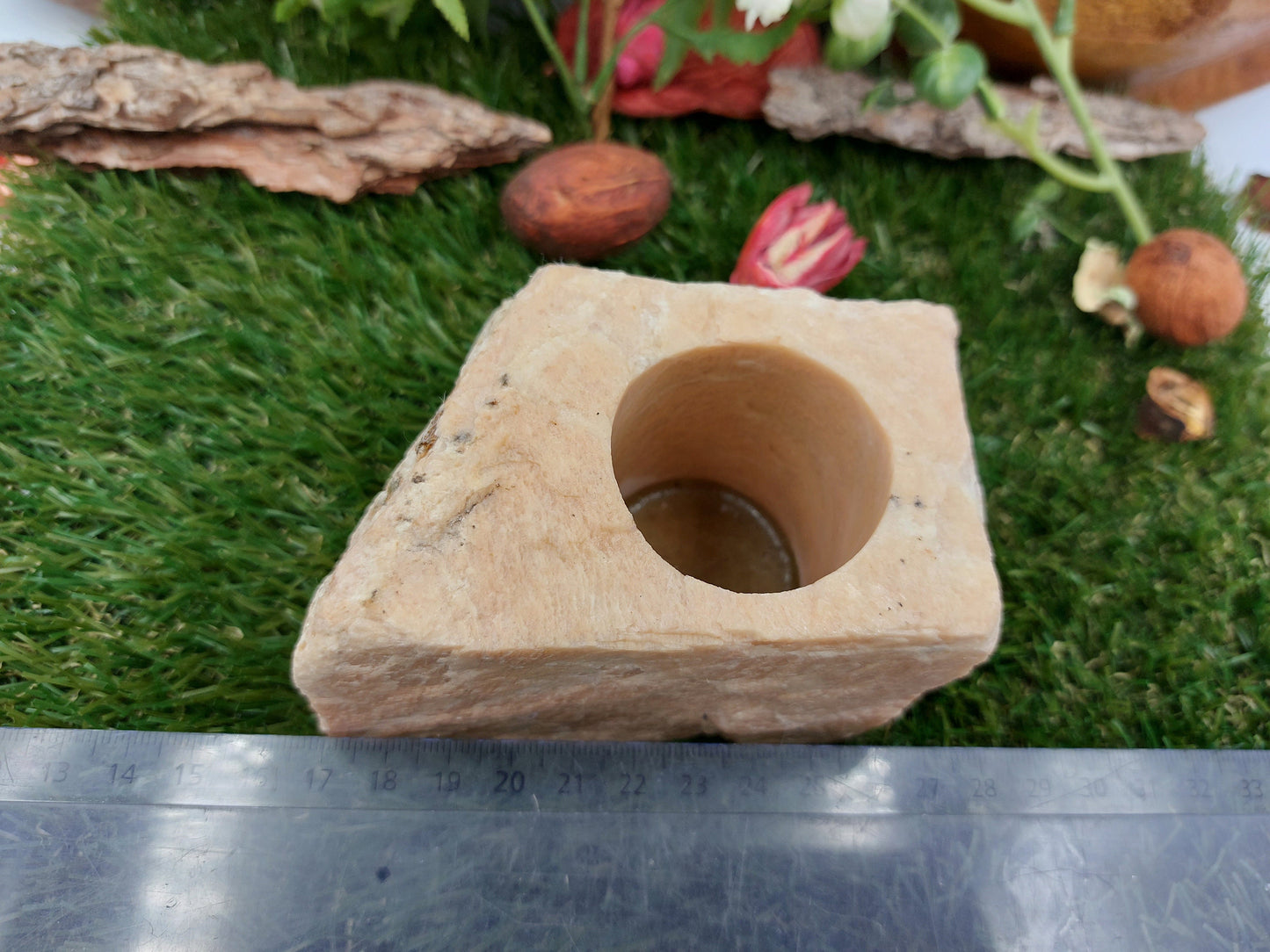 Natural Brown Jasper Candle Holder - Healing Crystal Zodiac Mineral Stone