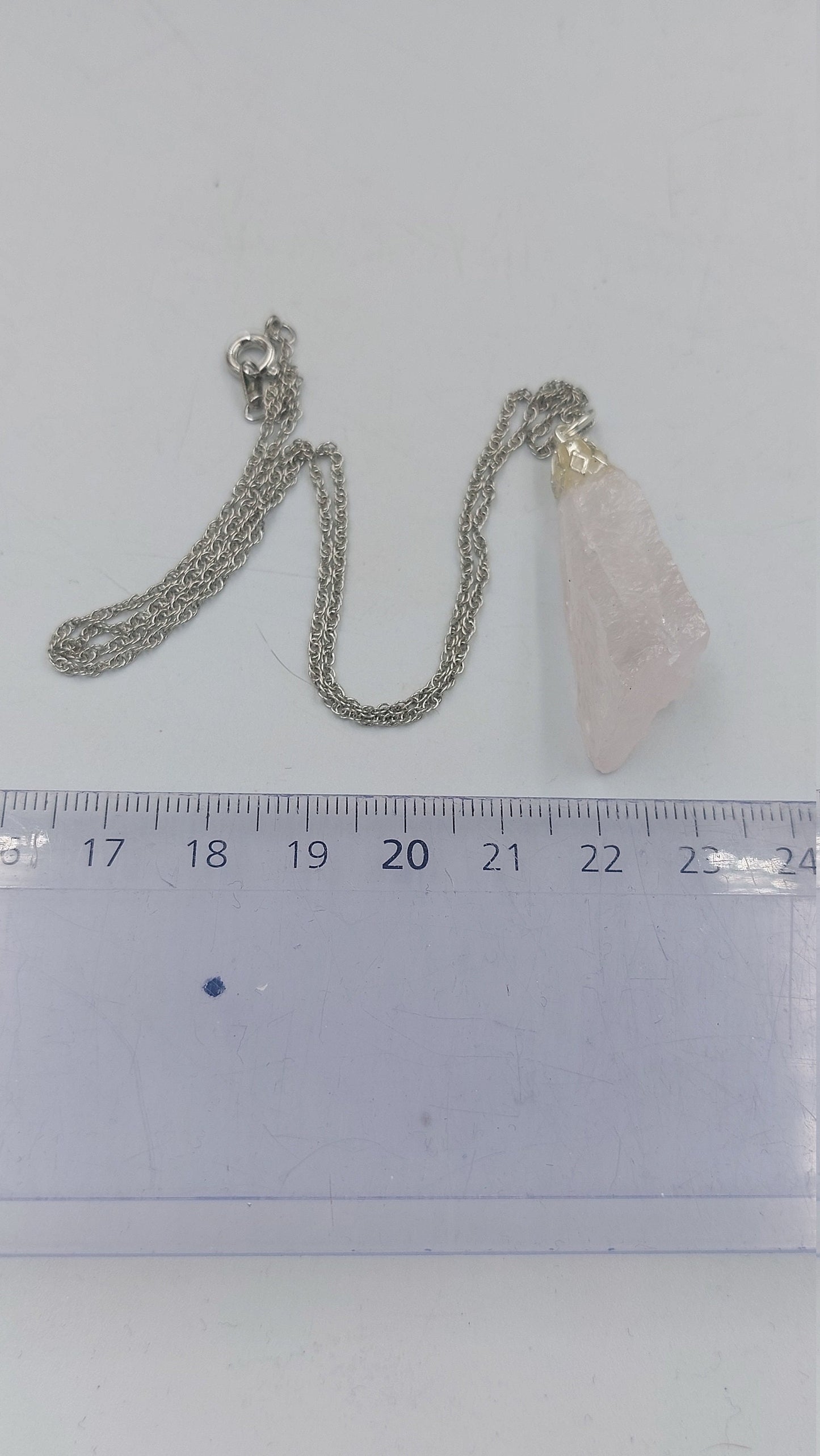 Natural Pink Quartz Sterling Steel Necklace Healing Crystal Accessories Zodiac Mineral Stone