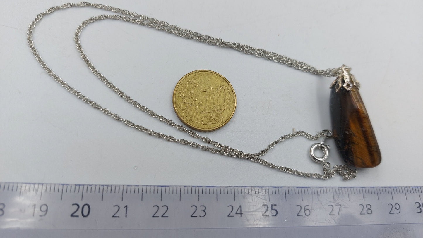 Natural Tiger's Eye Sterling Steel Necklace Healing Crystal Accessories Zodiac Mineral Stone