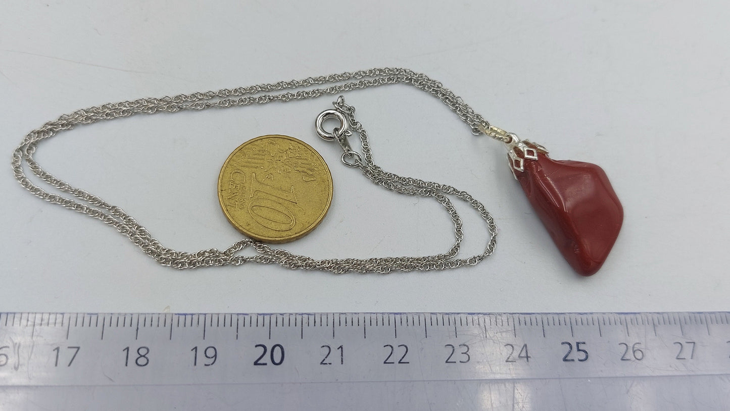Natural Red Jasper Sterling Steel Necklace Healing Crystal Accessories Zodiac Mineral Stone