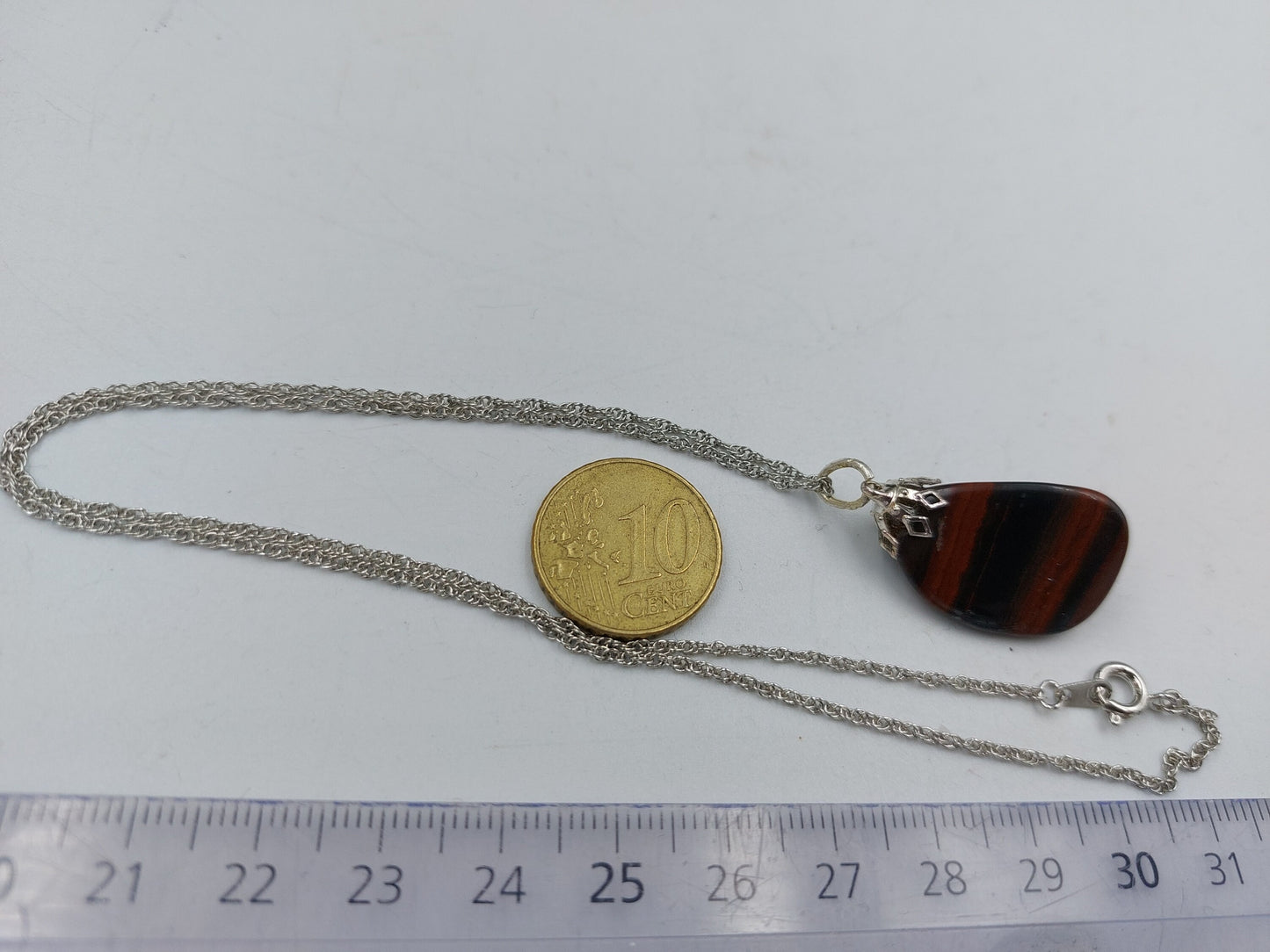 Natural Red Tiger's Eye Sterling Steel Necklace Healing Crystal Accessories Zodiac Mineral Stone