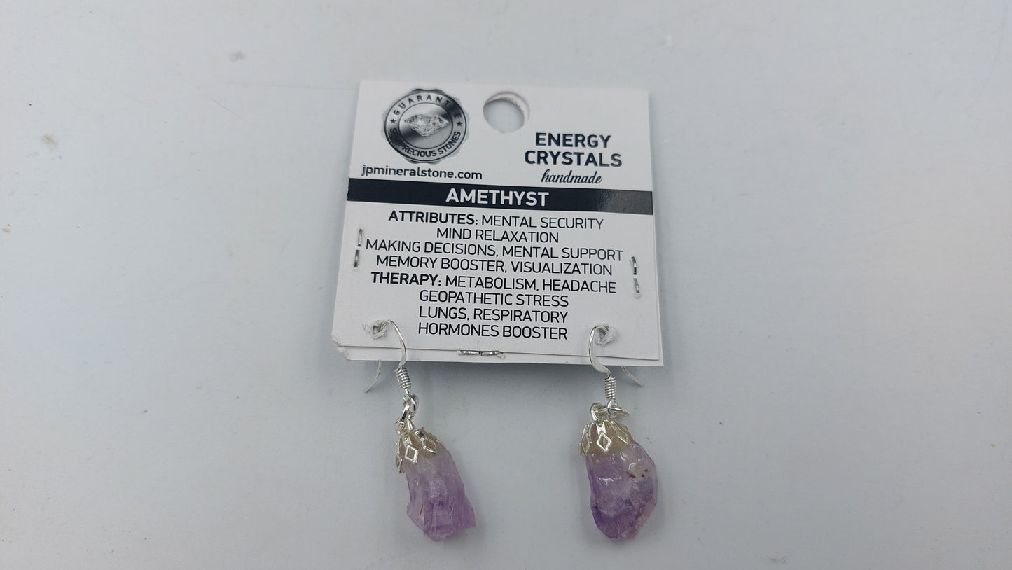 Amethyst Rough Earrings Crystal