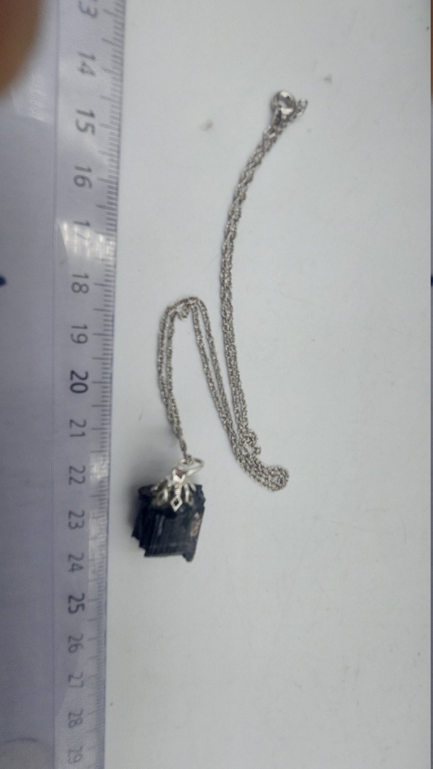 Natural Rough Black Tourmaline Schorl Rough Sterling Steel Necklace Healing Crystal Accessories Zodiac Mineral Stone