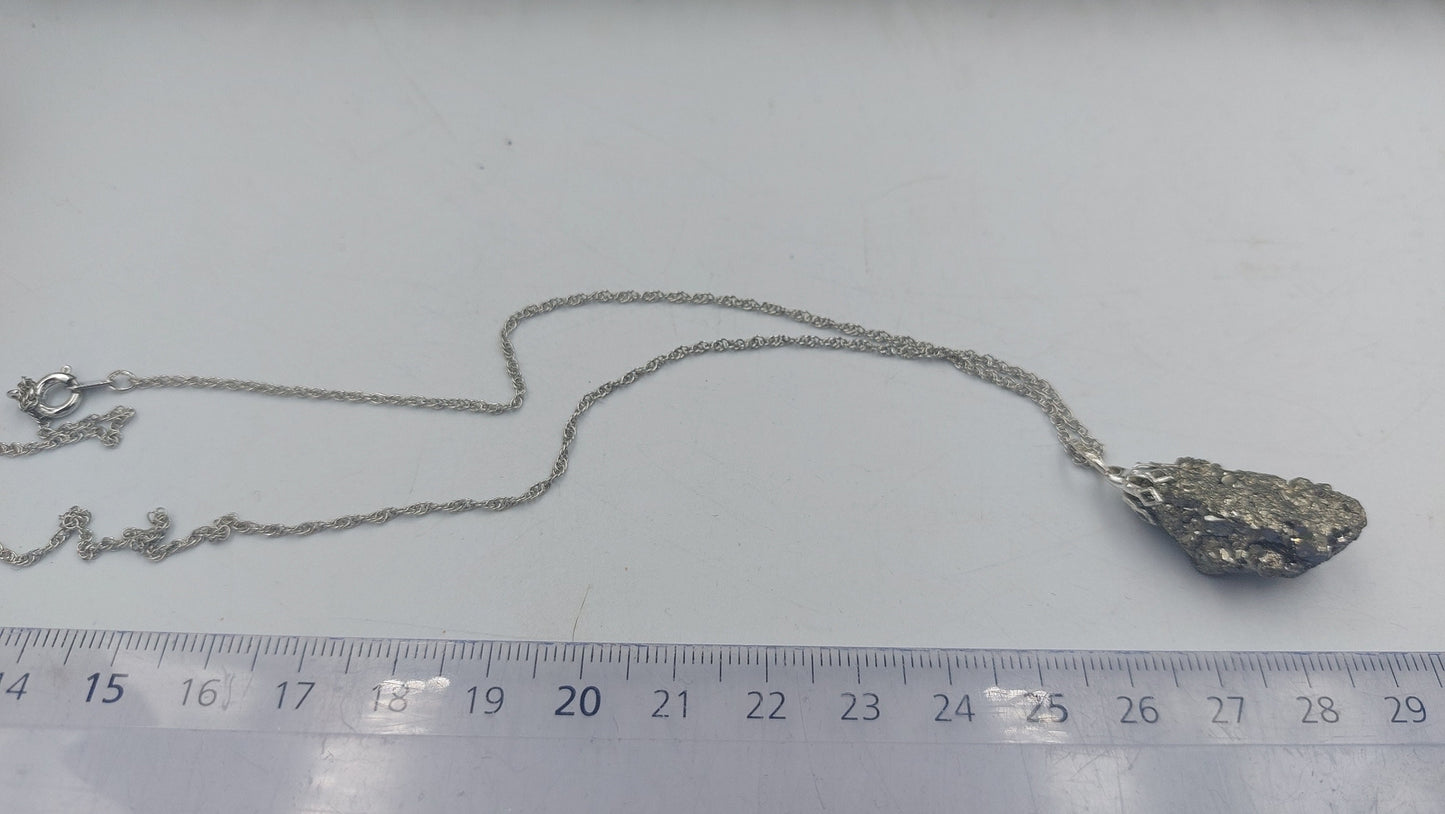 Natural Rough Pyrite Sterling Steel Necklace Healing Crystal Accessories Zodiac Mineral Stone