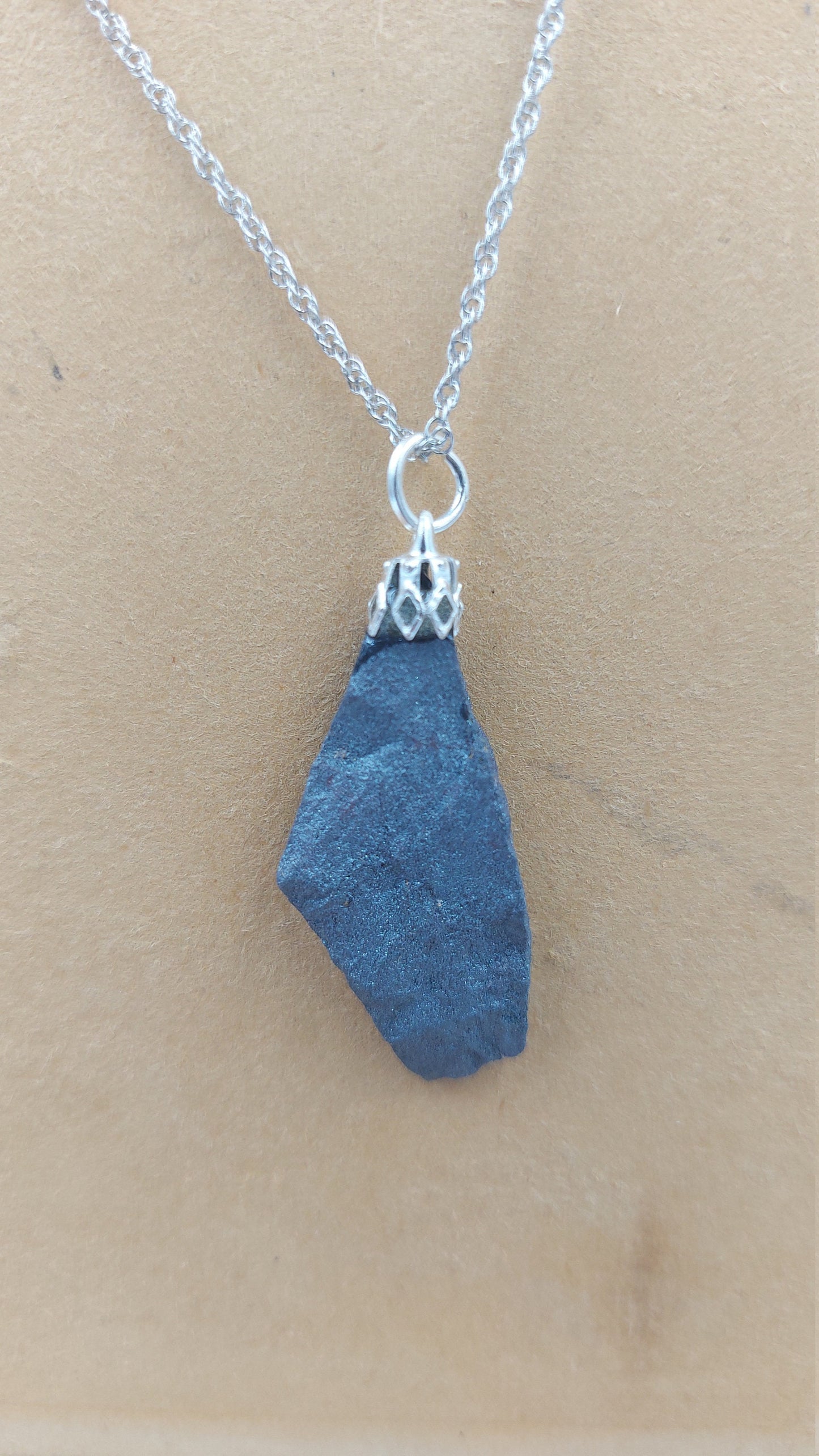 Natural Hematite Rough Sterling Steel Necklace Healing Crystal Accessories Zodiac Mineral Stone