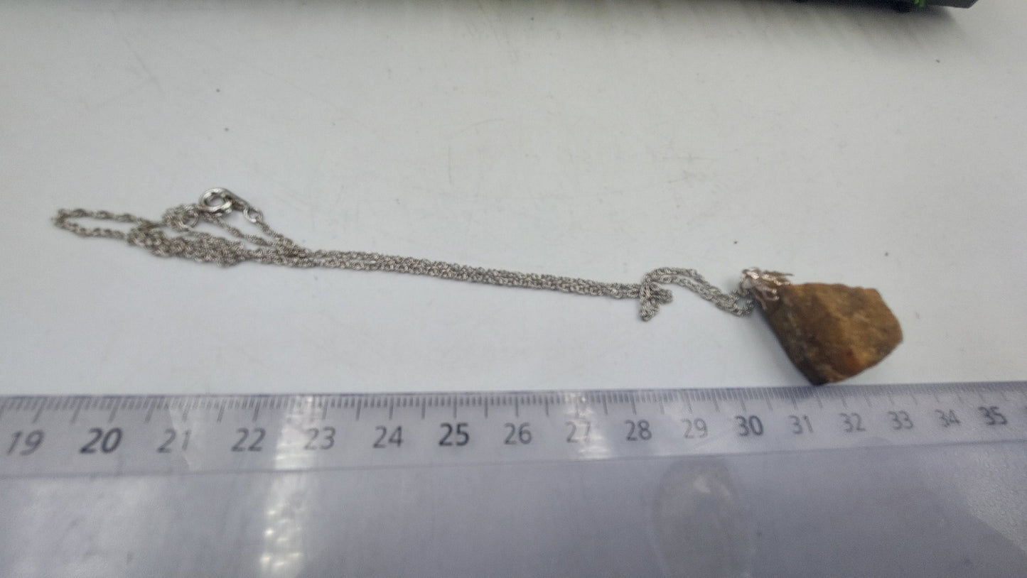 Natural Yellow Rough Tiger's Eye Sterling Steel Necklace Healing Crystal Accessories Zodiac Mineral Stone