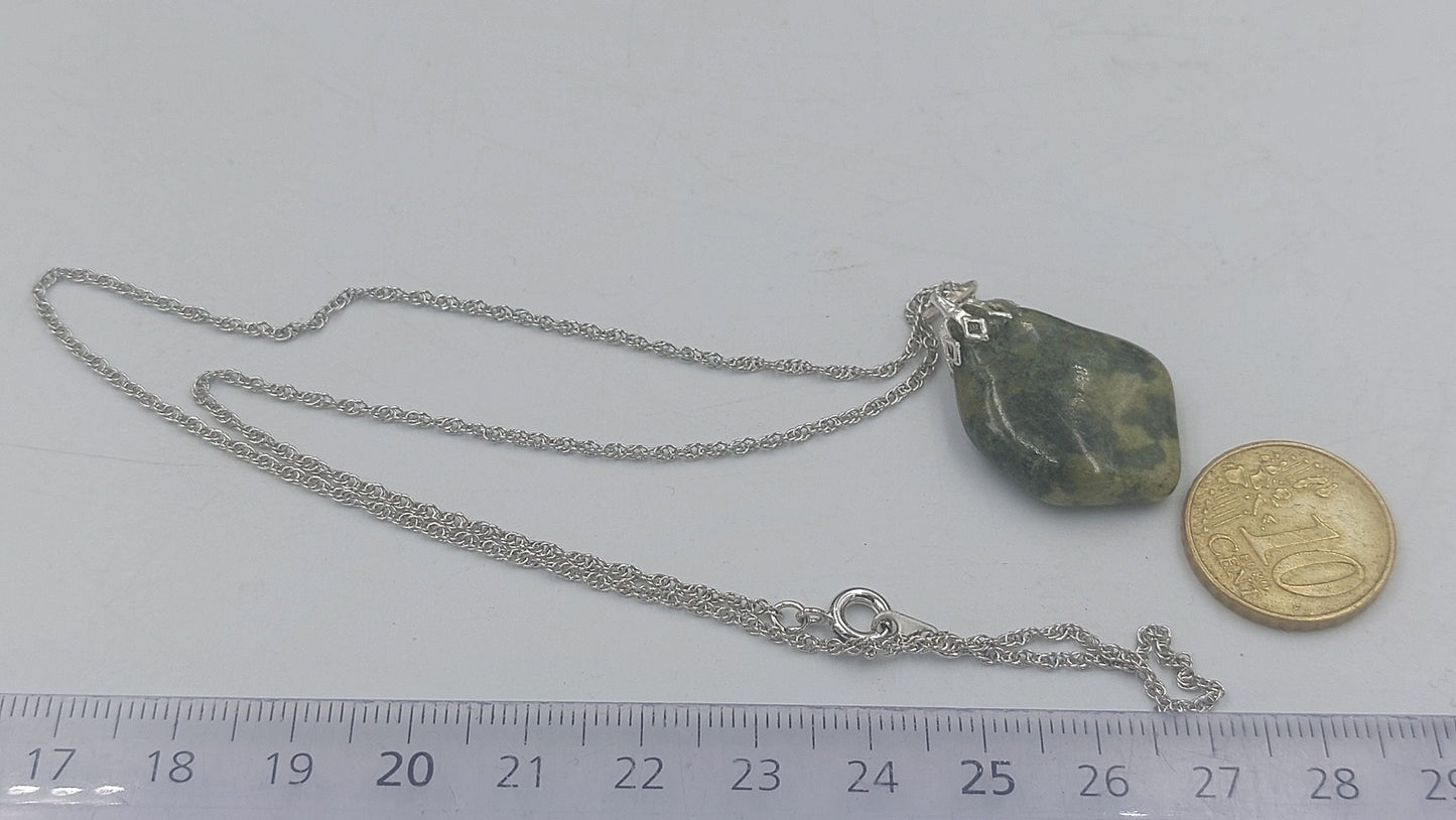 Natural Jade Sterling Steel Necklace Healing Crystal Accessories Zodiac Mineral Stone