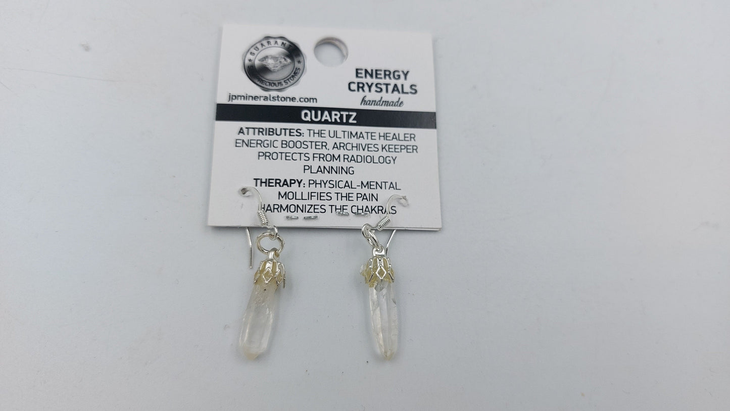 Clear Quartz Point Crystal Earrings