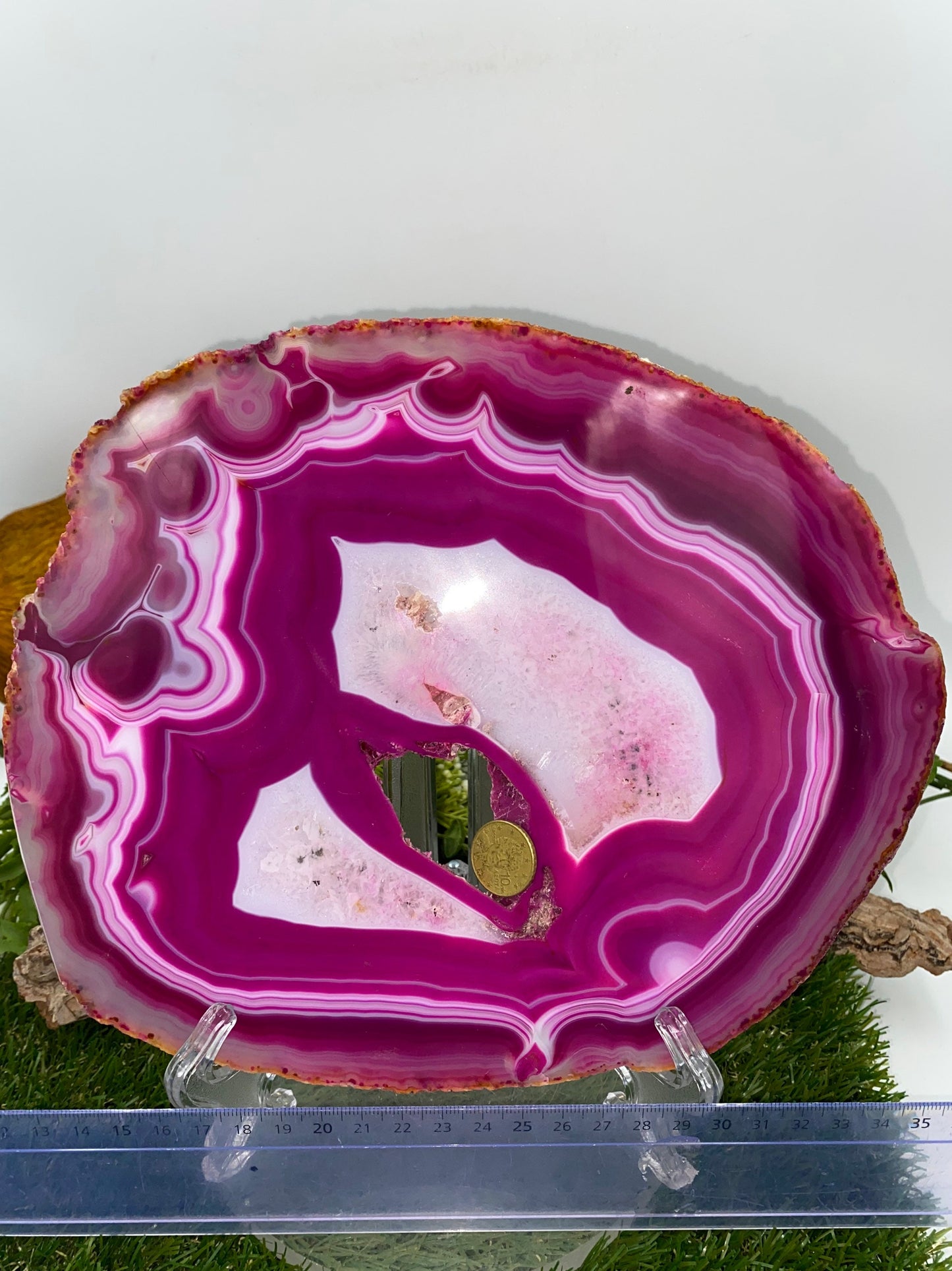 Natural Pink Crystal Agate Slice - Amazing Collector's Piece - Home Decor