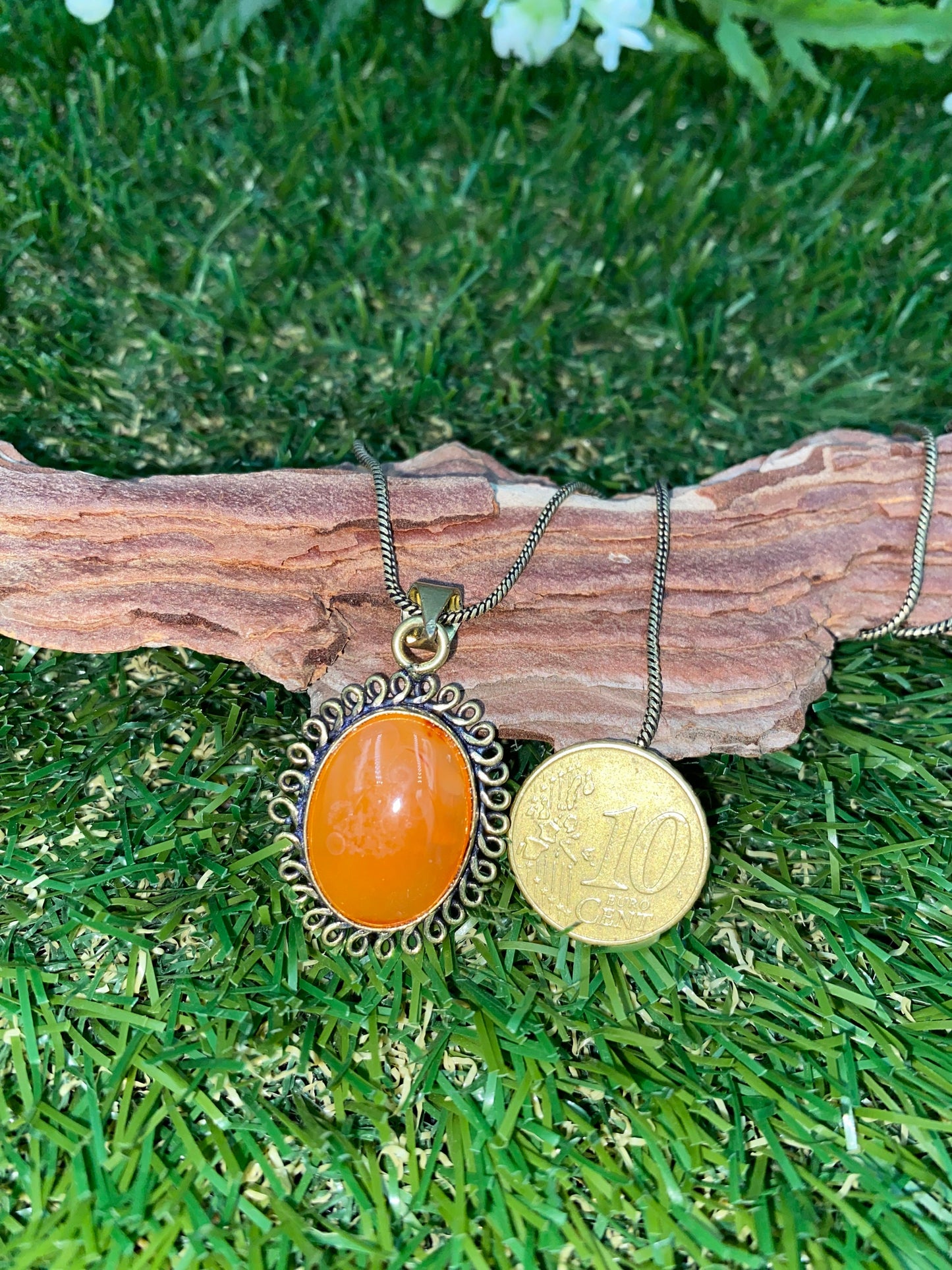 Carnelian Crystal Brass Necklace